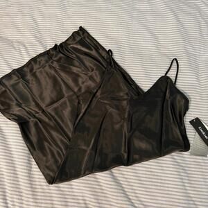 Bebe V-Neck Spaghetti Strap Satin Slip Dress